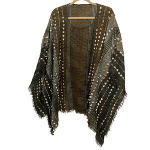 demdaco NEW olive khaki cream three dimensional all woven shawl shrug scarf